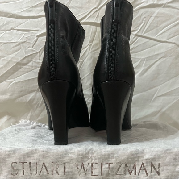 Stuart Weitzman black leather heeled booties 8.5 - Picture 3 of 6